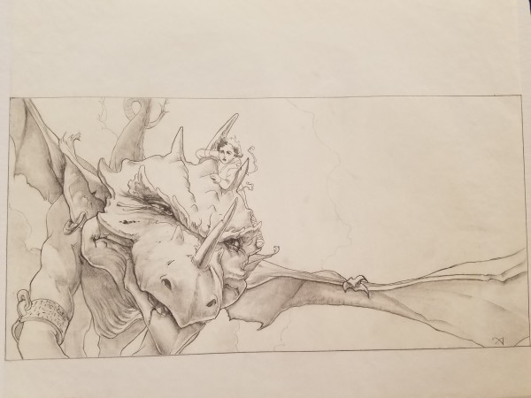 The Dragon Princess Sketch, Girl Riding Dragon Flying, Two Overlays