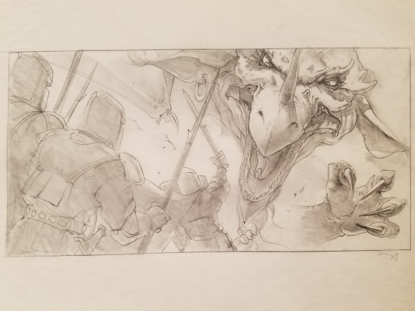 The Dragon Princess Sketch, Dragon Clawing at Soldiers