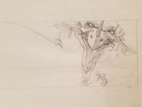 The Dragon Princess Sketch, Dragon Clawing by John Alvin, Image 1.