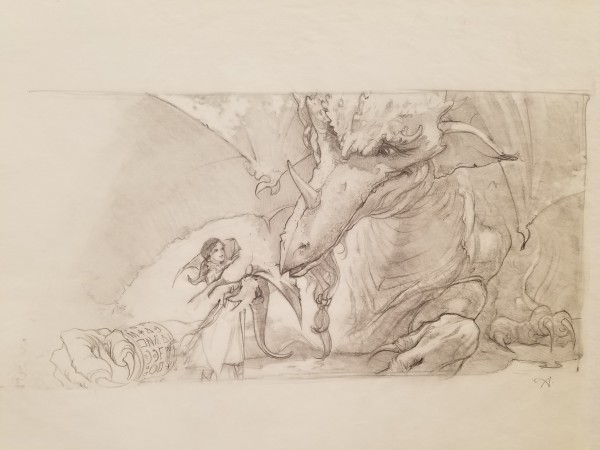 The Dragon Princess Sketch, Girl Holding Baby Dragon for Dragon