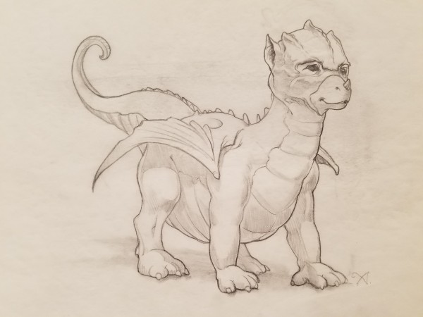 The Dragon Princess Sketch, Baby Dragon Body Sketch, Smaller Eyes by John Alvin, Image 1.