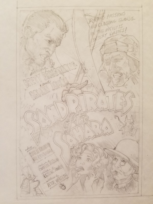 The Majestic Sand Pirates of the Sahara Poster Concept Art, Rough Sketch by John Alvin, Image 1.