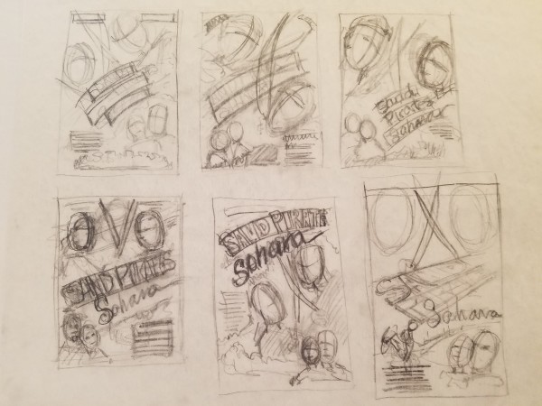 The Majestic Sand Pirates of the Sahara Poster Concept, Six Layout Sketches