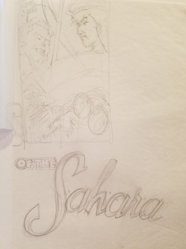 The Majestic Sand Pirates of the Sahara Poster Concept, Layout Sketch by John Alvin, Image 1.