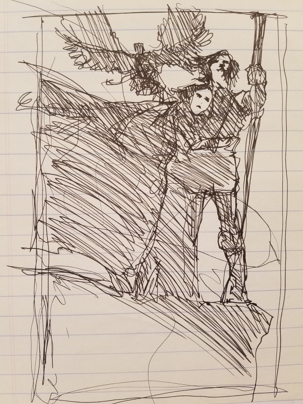 Quest for Camelot Very Rough Poster Concept on Lined Paper