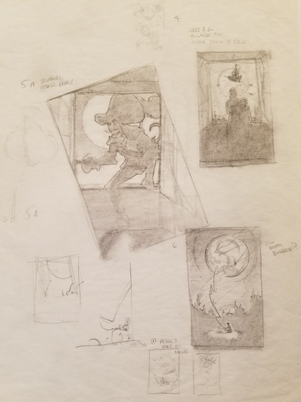 Peter Pan Poster Concept Art, Cover Concepts "4" "5A" "5B" "6"