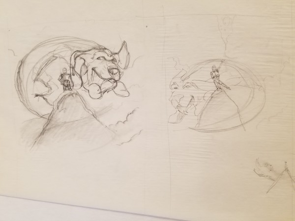 The Neverending Story Poster Concept for Video Packaging Rough Sketches