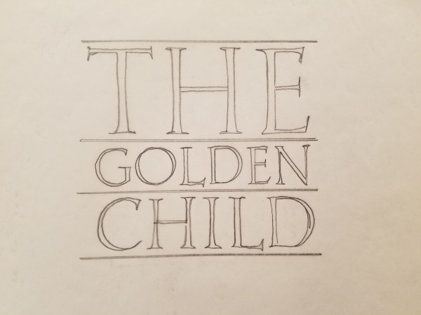The Golden Child Logo Concept, Words Layered On Top With Lines by John Alvin, Image 1.
