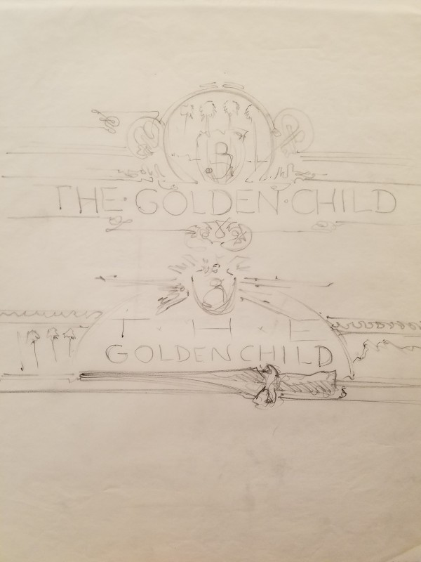 The Golden Child Logo Concept, Rough Layout Concepts of Title by John Alvin, Image 1.