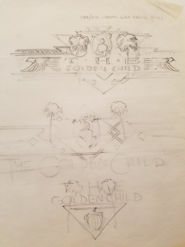 The Golden Child Logo Concept, Rough Layout Concepts of Title by John Alvin, Image 1.