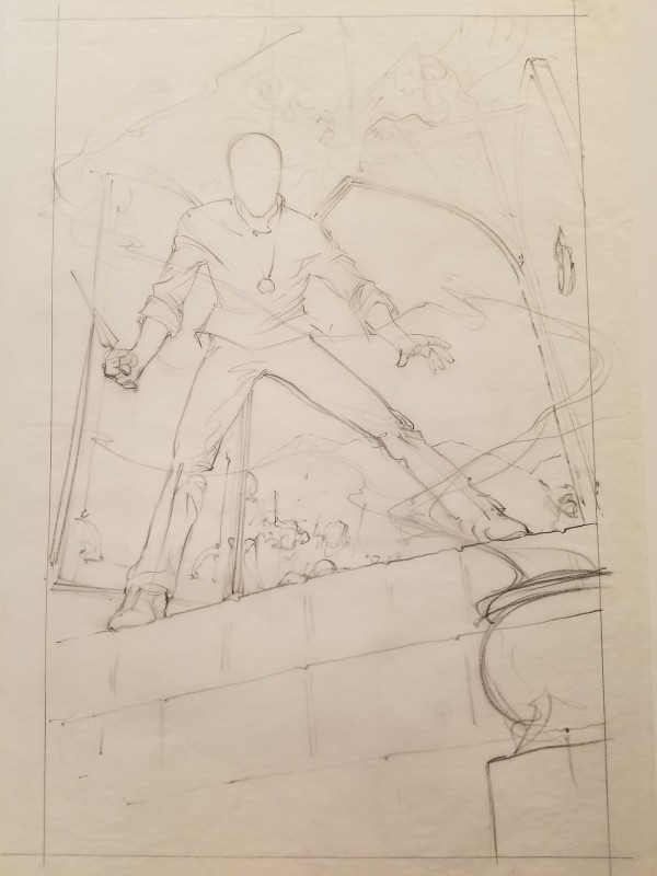 The Golden Child Poster Concept, Rough Sketch of Chandler 2 by John Alvin, Image 1.