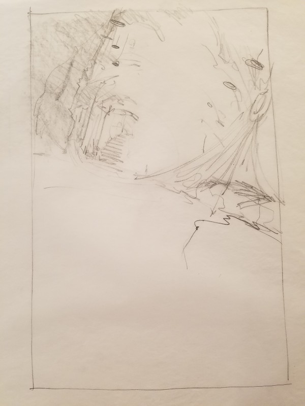 The Golden Child Poster Concept, Rough Sketch of Streetlights by John Alvin, Image 1.