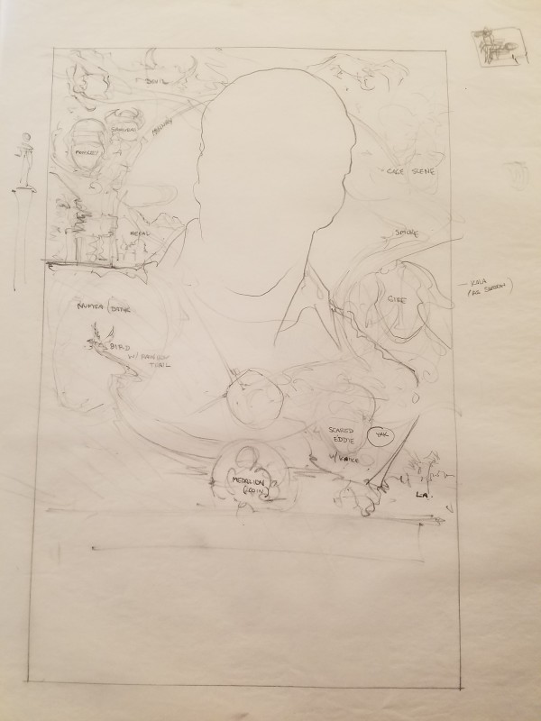 The Golden Child Poster Concept, Outline of Chandler's Head by John Alvin, Image 1.