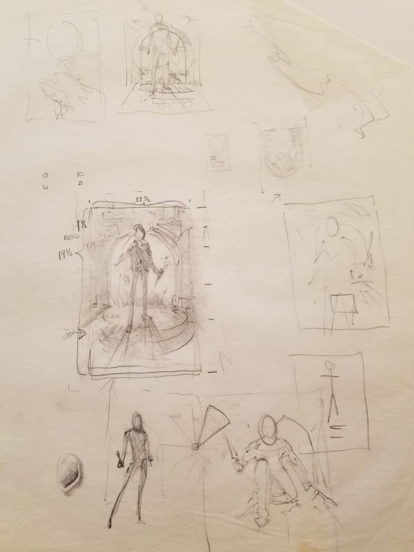 The Golden Child Poster Concept, Layout Sketches and Pose Studies by John Alvin, Image 1.