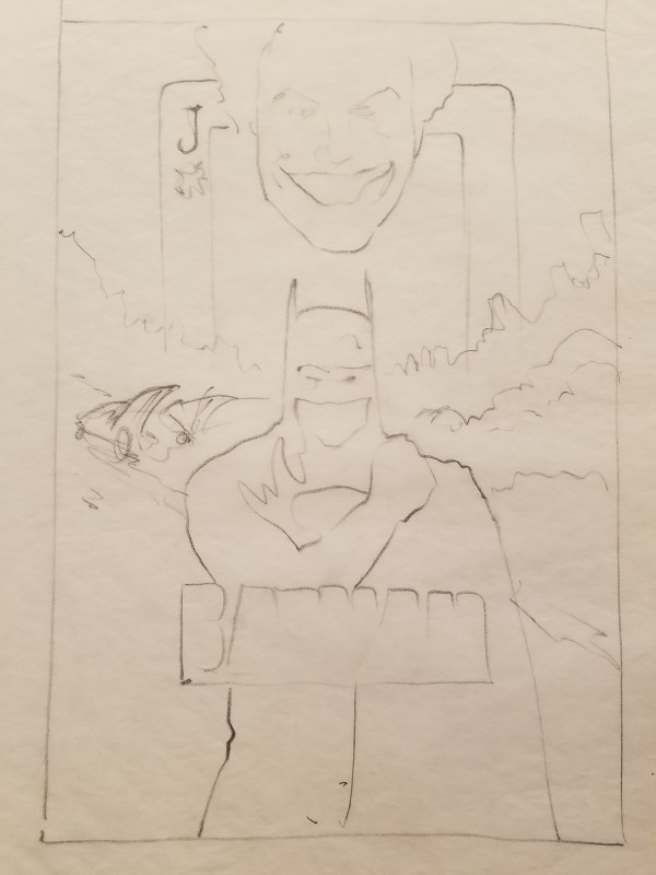 Batman Poster Concept, Outline Sketch