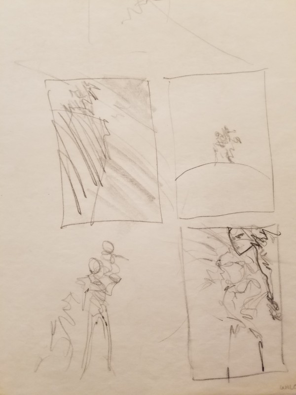 Willow Poster Concept, Four Rough Layout Sketches