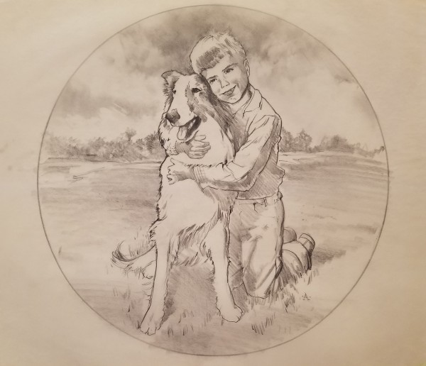 Lassie & Timmy Final Sketch: Danbury Mint Plate