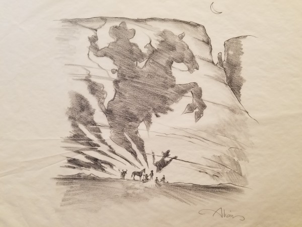 Tall Tale Poster Concept Art, Huge Cowboy Silhouette