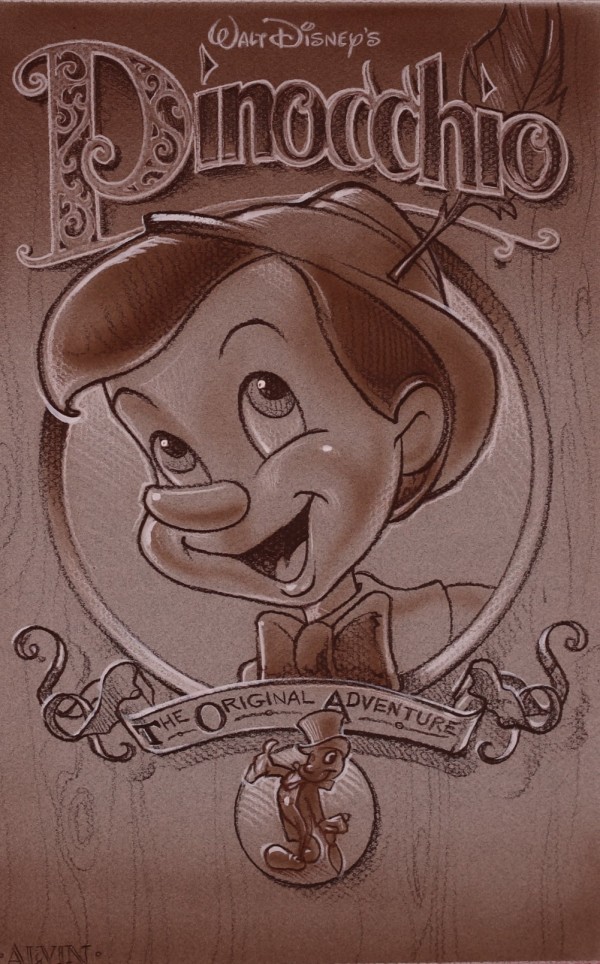 Pinocchio Rerelease Poster Concept, Pinocchio & Jiminy