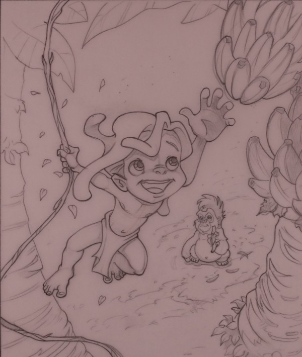 Tarzan Goes Bananas Book Cover, Finished Graphite