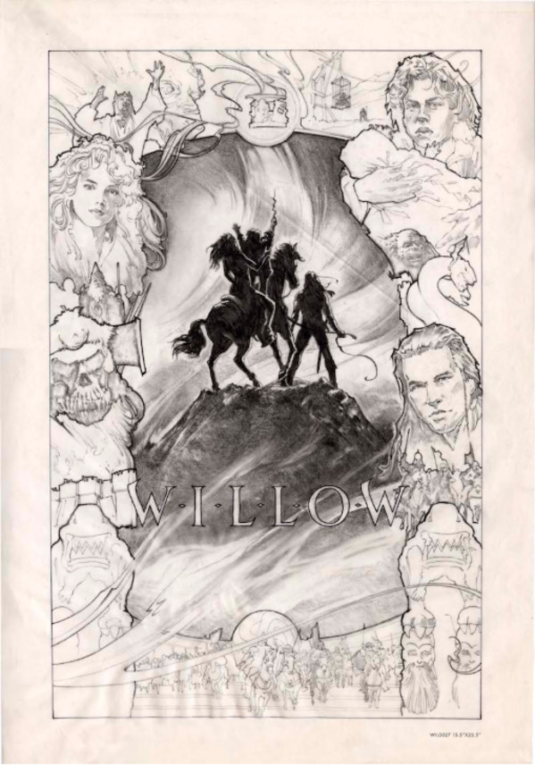 Willow Poster Concept, Three in Silhouette, Collage Surrounding