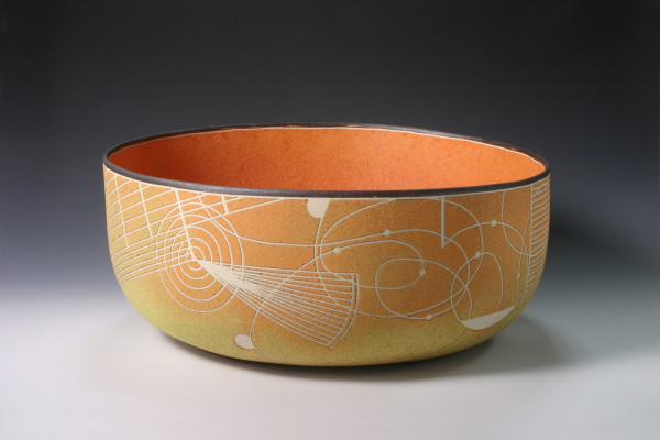 Orange Geometric Bowl by BilianaPopova