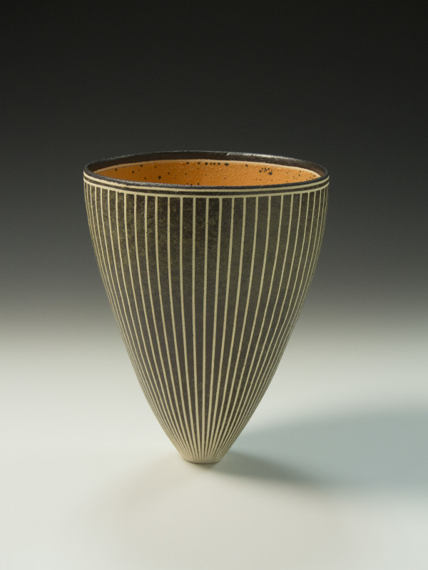 Vertical Stripes Orange Vase by BilianaPopova