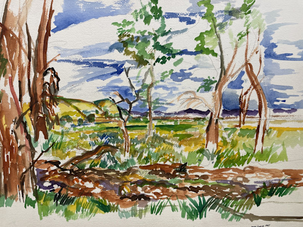 Trees in Front of Bluff by Mari Lyons