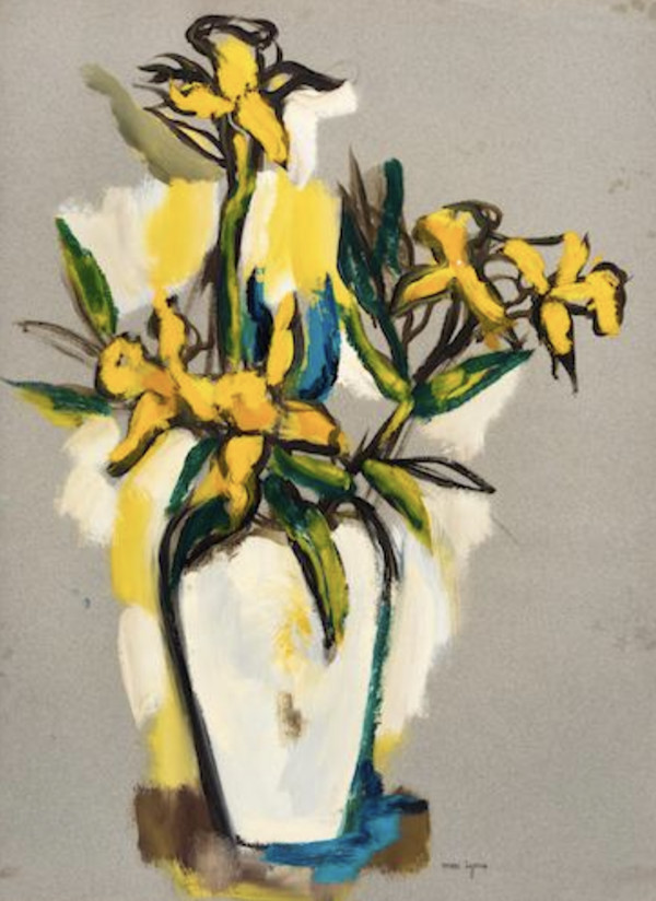 White Vase Marigolds by Mari Lyons