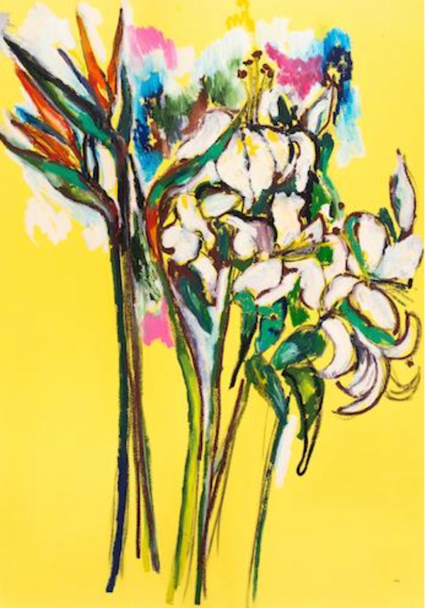 Bouquet on Stem in Yellow by Mari Lyons