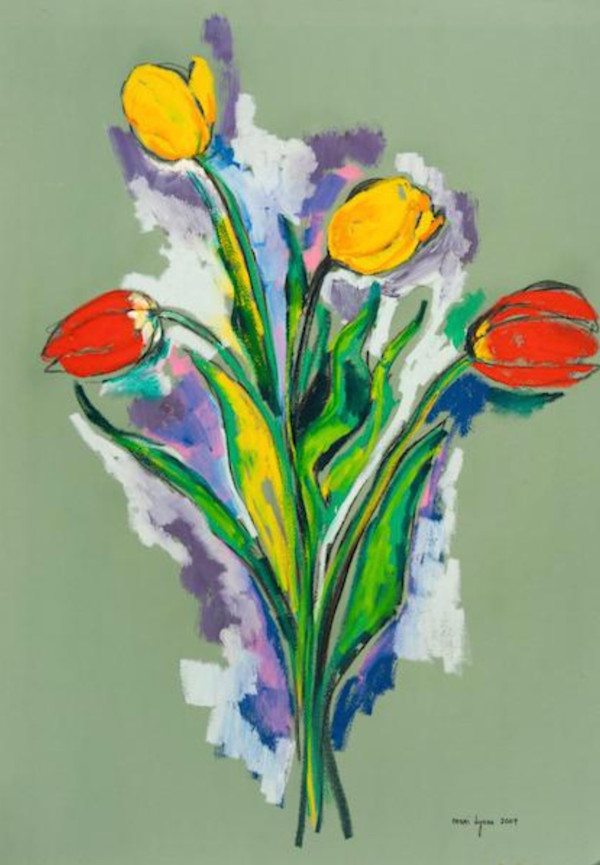 Tulips on Green by Mari Lyons