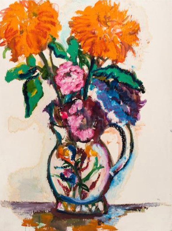 Orange and Pink Flower Vase by Mari Lyons