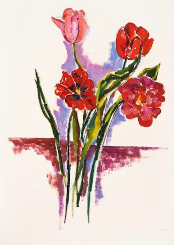 Red Flowers on Stem by Mari Lyons
