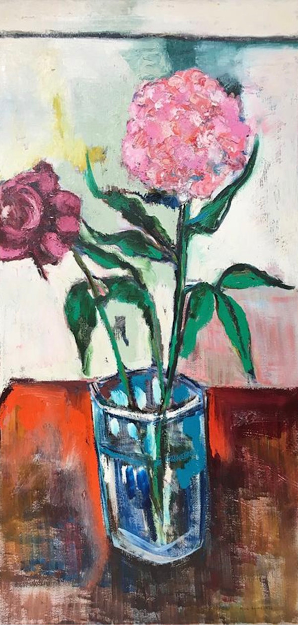 80. Peony and Blue Vase by Mari Lyons