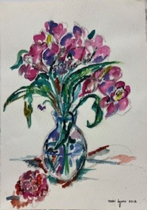 Fallen Flower Bright Vase by Mari Lyons