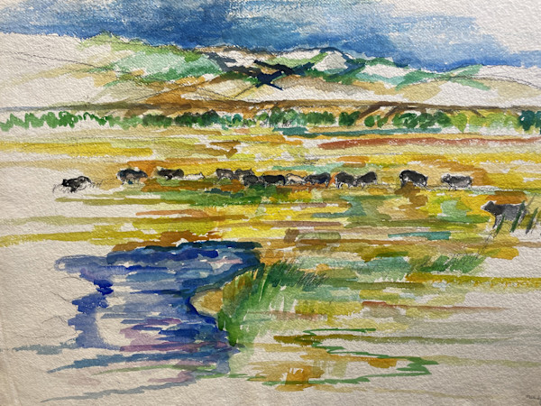 Cattle Grazing by Mari Lyons