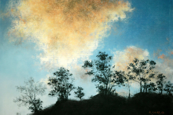 Trees under Sunset Clouds by Abdul Khaliq Ansari