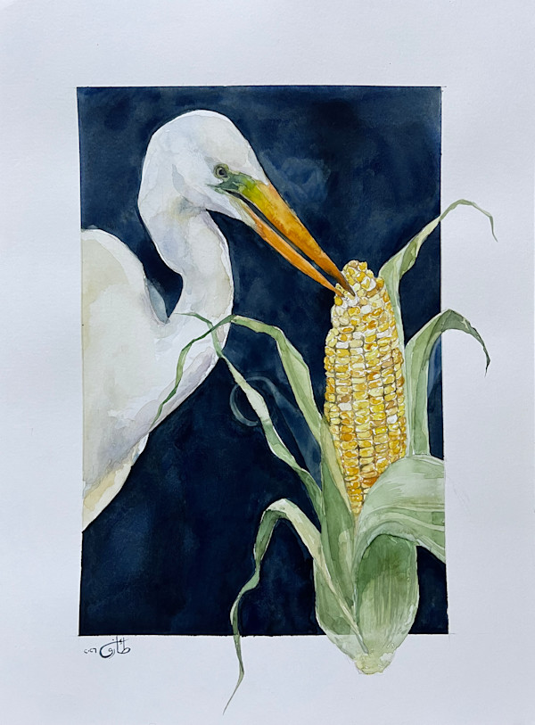 The Egret & The Corn by Eman Tark