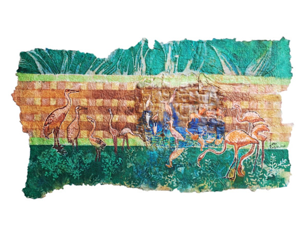 Flamingos Water Reflection by Israa Kazem