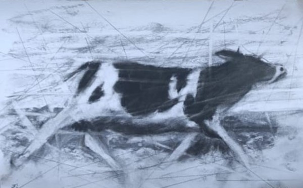 Cows 3 paintings (Set of 3, sold separately) by Ahmed Fawzi Emara