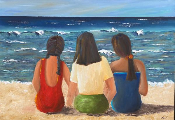 Girls at Beach by Randa Ismail