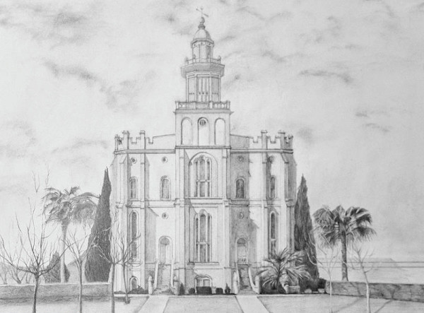 St. George Temple Drawing by Nila Jane Autry