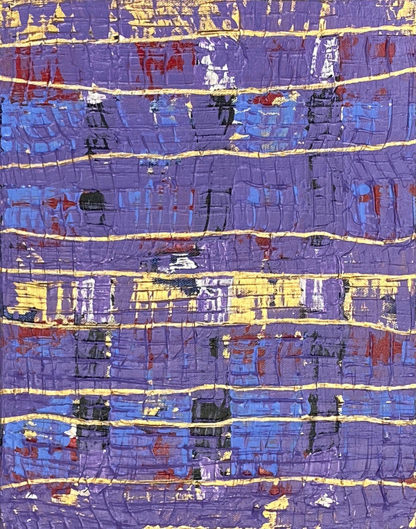 violet, blue + red abstract by Mary Lonergan Art