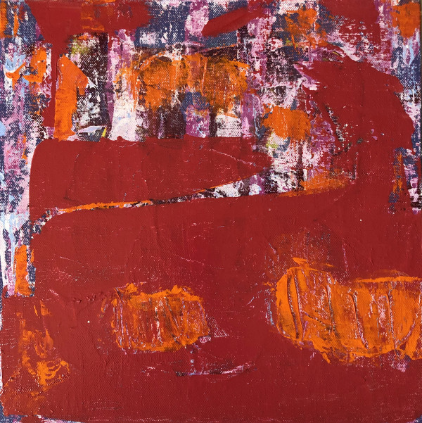 Abstract In Red + Orange by Mary Lonergan Art
