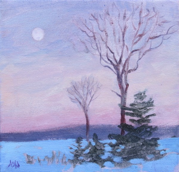 Winter Morning Moon, Laurentian Valley ON by Angela St Jean