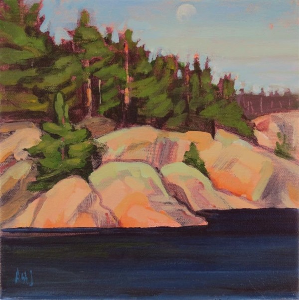 Moon Over Iroquois Bay by Angela St Jean