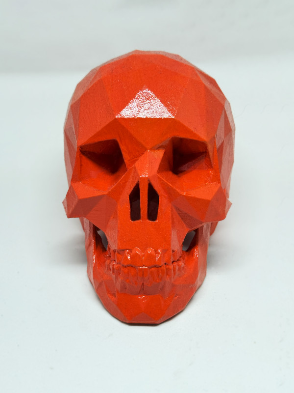 After Life Skull - Orange Flames by Angie Jones