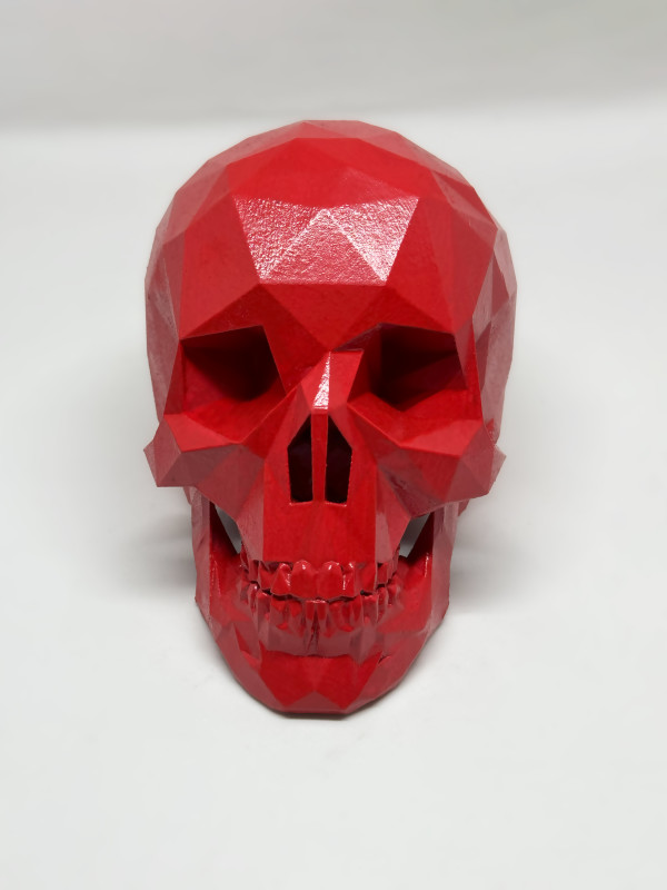 After Life Skull - Scarlett Red by Angie Jones