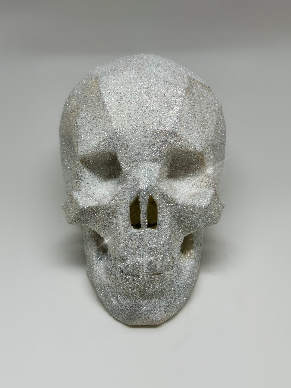 After Life Skull - Sparkling White by Angie Jones