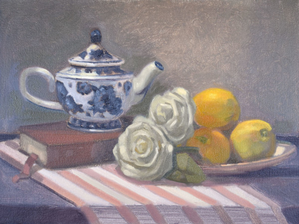 Tea Pot with Flowers and Lemons by Curtis Green, Image 1.